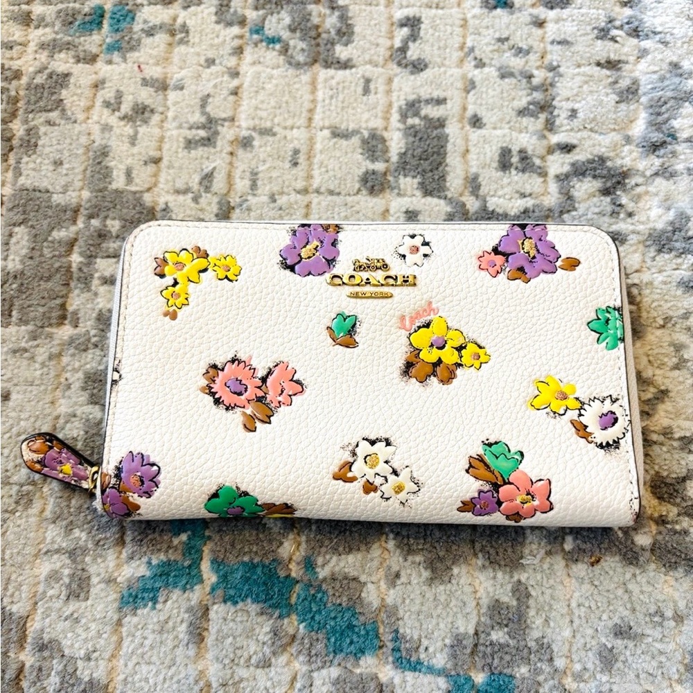 Coach Floral Leather Wallet White/Multicolors